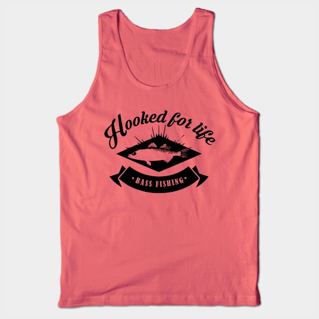 Hooked For Life - Bass Fishing Tank Top by fromherotozero